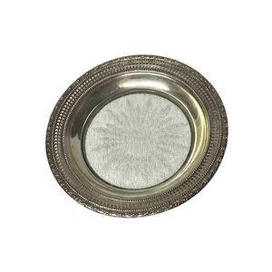 Vintage Frank Whiting Bottle Coaster Saucer Sterling Silver & Crystal Glass 6.5"